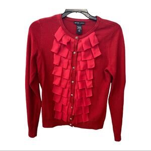 New York and Company red cardigan with frills size small